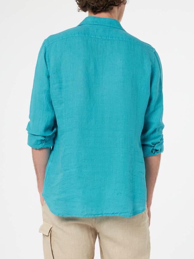 Mc2 Saint Barth Camicia Da Uomo In Lino Verde Acqua Pamplona