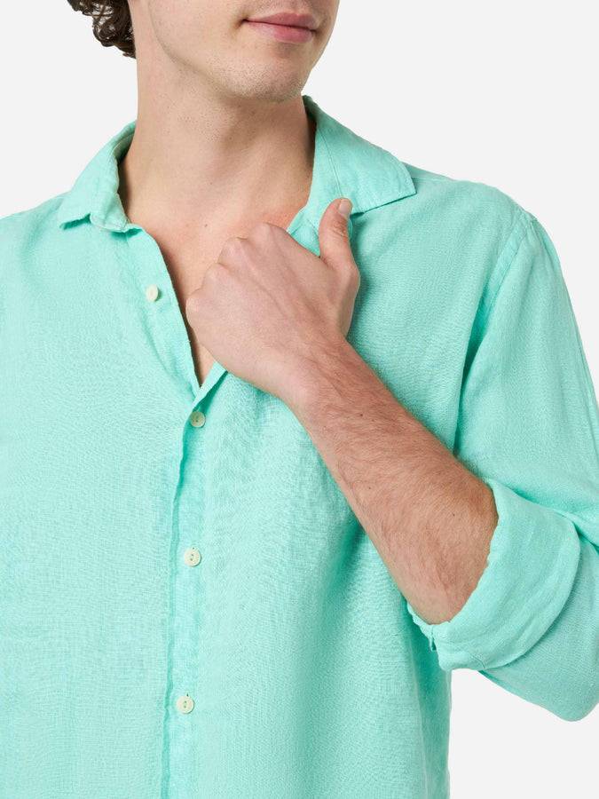 Mc2 Saint Barth Camicia Da Uomo In Lino Verde Menta Pamplona