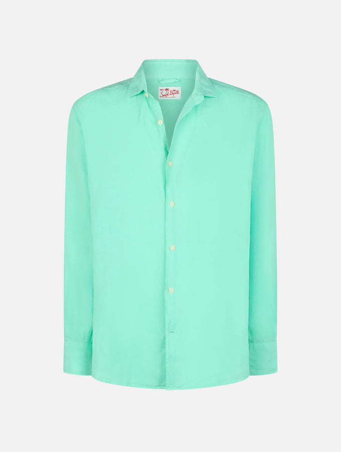 Mc2 Saint Barth Camicia Da Uomo In Lino Verde Menta Pamplona