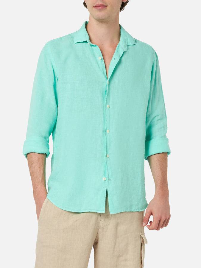 Mc2 Saint Barth Camicia da uomo in lino verde menta Pamplona
