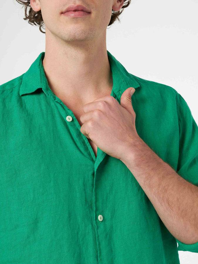 Mc2 Saint Barth Camicia Da Uomo In Lino Verde Pamplona