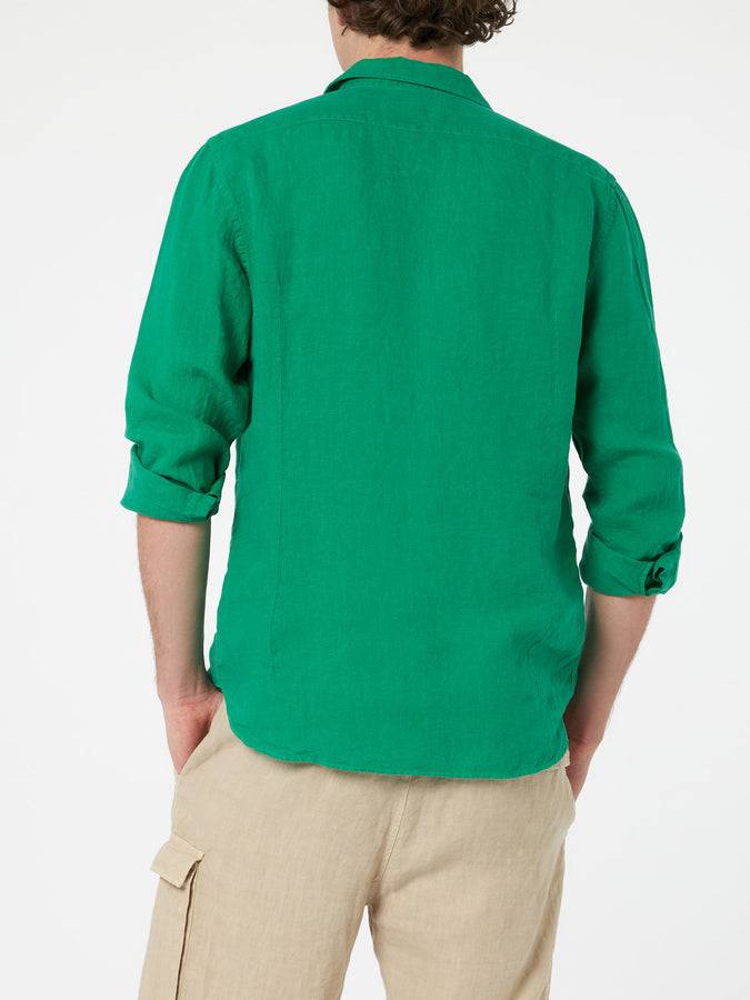 Mc2 Saint Barth Camicia Da Uomo In Lino Verde Pamplona