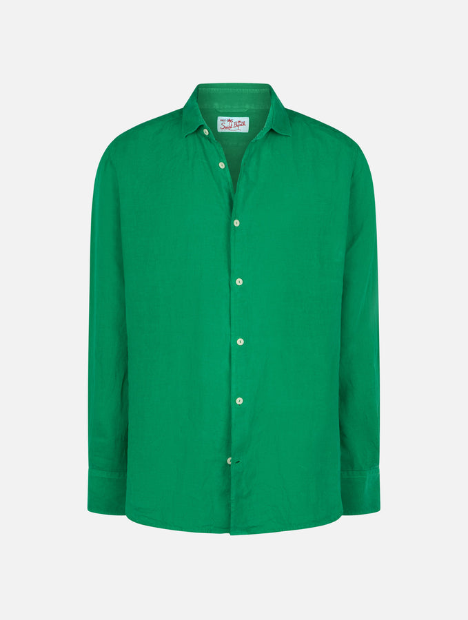 Mc2 Saint Barth Camicia Da Uomo In Lino Verde Pamplona