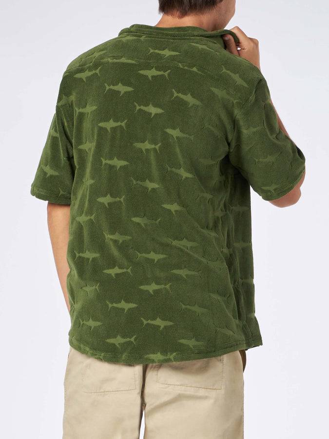 Mc2 Saint Barth Camicia Da Uomo In Spugna Verde Militare