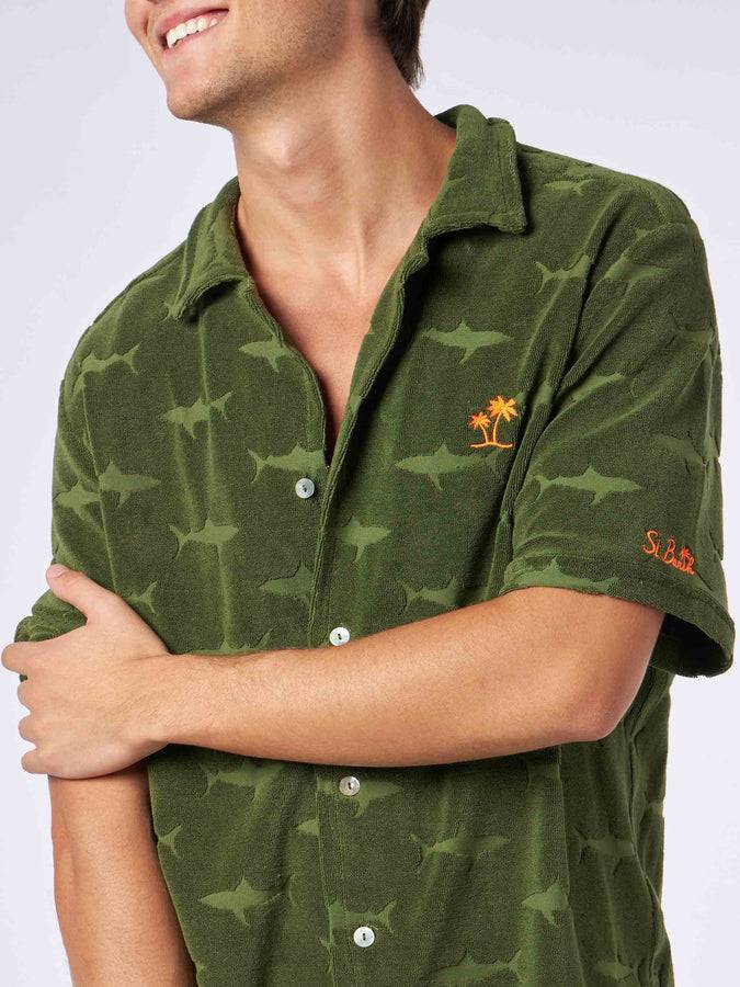 Mc2 Saint Barth Camicia Da Uomo In Spugna Verde Militare
