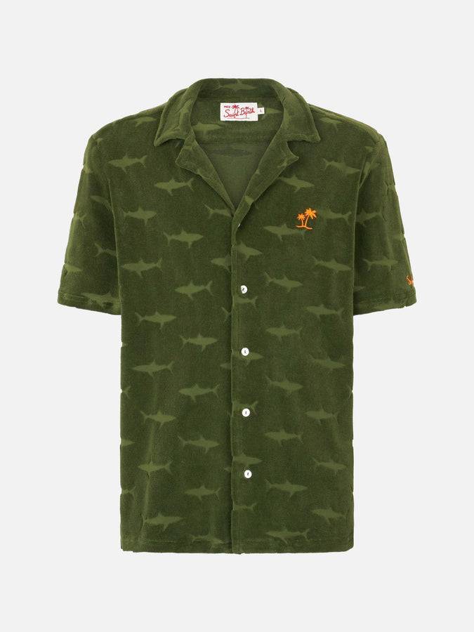 Mc2 Saint Barth Camicia Da Uomo In Spugna Verde Militare