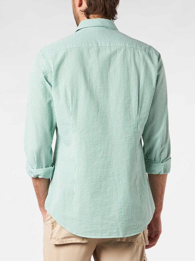 Mc2 Saint Barth Camicia Da Uomo Pamplona A Righe In Seersucker