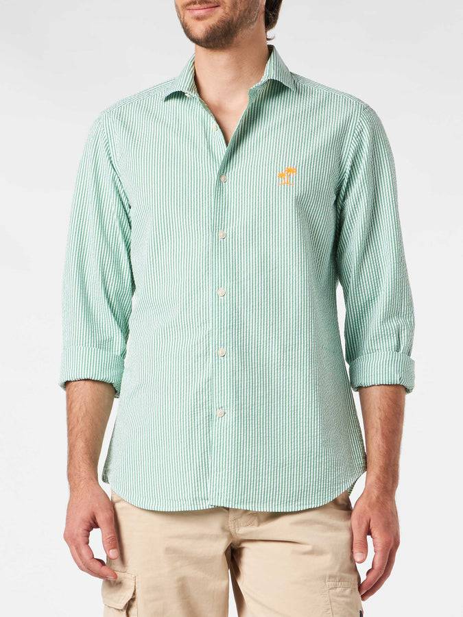 Mc2 Saint Barth Camicia da uomo Pamplona a righe in seersucker