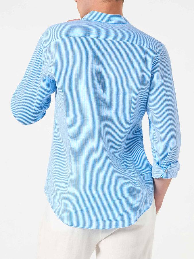 Mc2 Saint Barth Camicia Da Uomo Pamplona In Lino A Righe