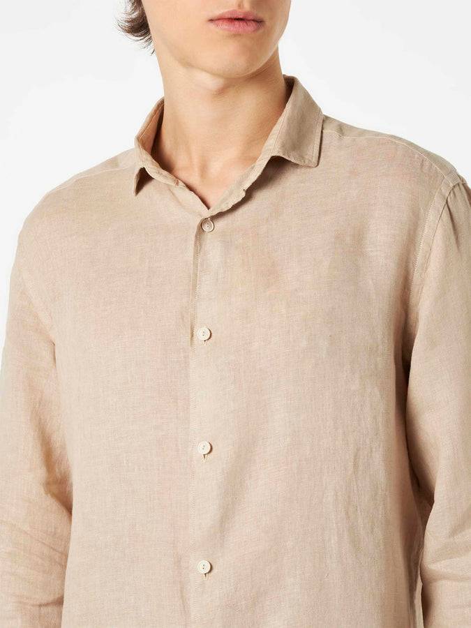 Mc2 Saint Barth Camicia Da Uomo Pamplona In Lino Beige