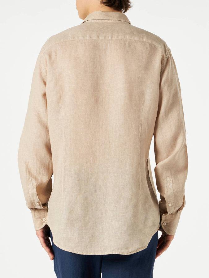 Mc2 Saint Barth Camicia Da Uomo Pamplona In Lino Beige