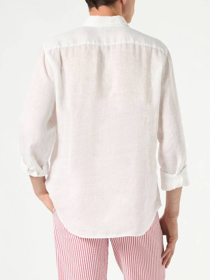 Mc2 Saint Barth Camicia Da Uomo Pamplona In Lino Bianco
