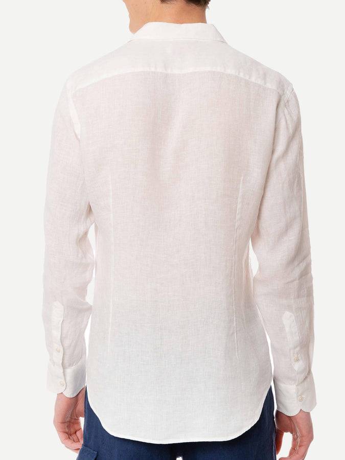 Mc2 Saint Barth Camicia Da Uomo Pamplona In Lino Bianco