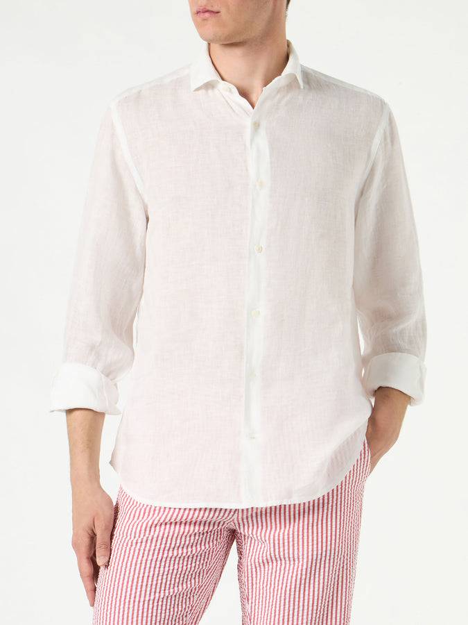 Mc2 Saint Barth Camicia da uomo Pamplona in lino bianco