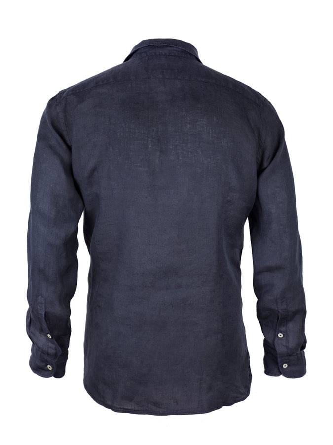 Mc2 Saint Barth Camicia Da Uomo Pamplona In Lino Blu Navy