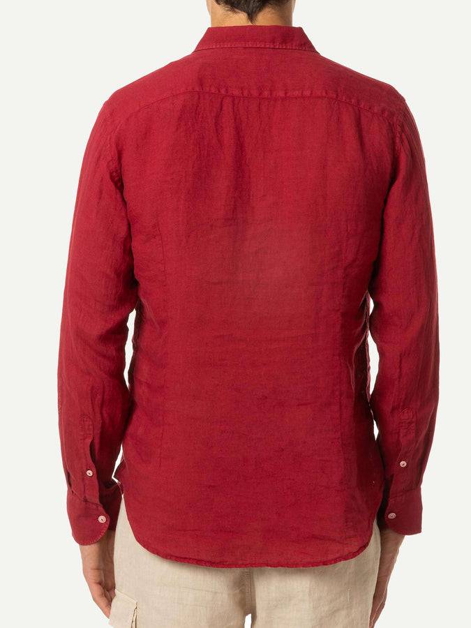 Mc2 Saint Barth Camicia Da Uomo Pamplona In Lino Bordeaux