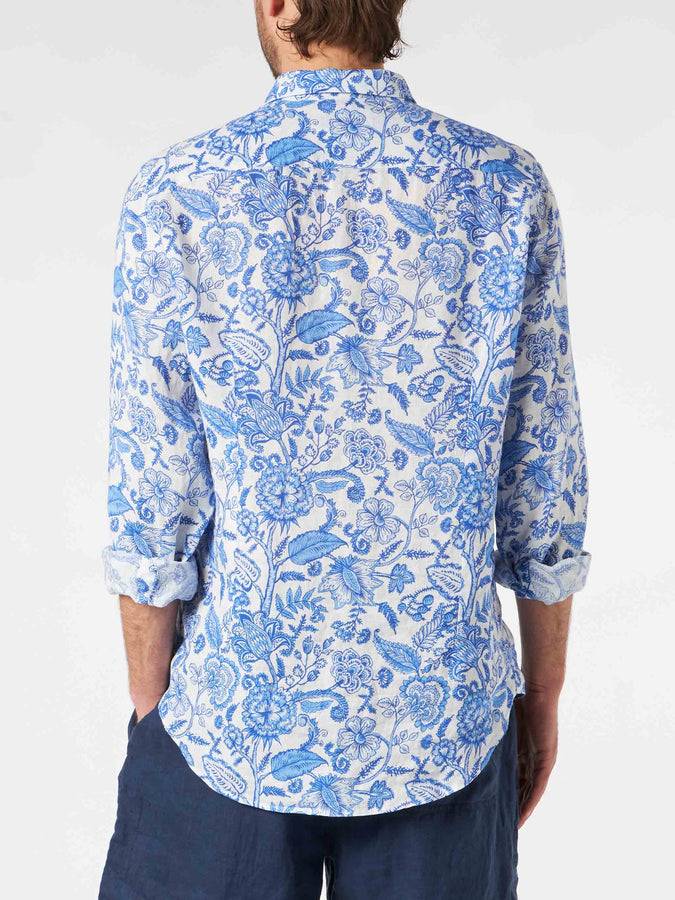 Mc2 Saint Barth Camicia Da Uomo Pamplona In Lino Con Stampa Fiori