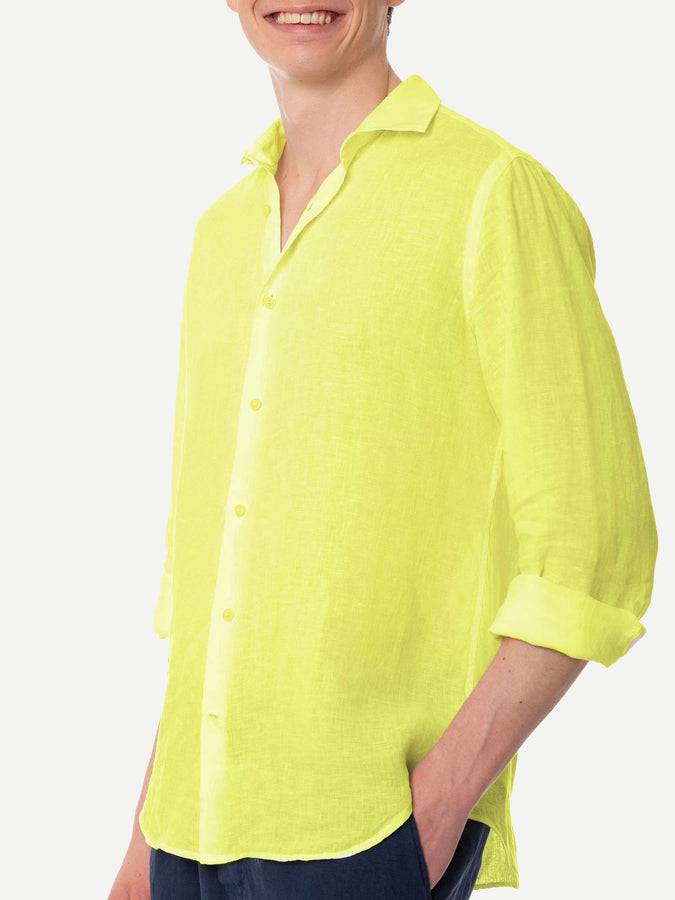 Mc2 Saint Barth Camicia Da Uomo Pamplona In Lino Giallo