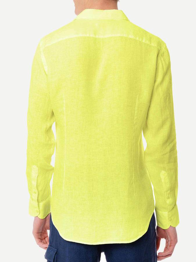 Mc2 Saint Barth Camicia Da Uomo Pamplona In Lino Giallo