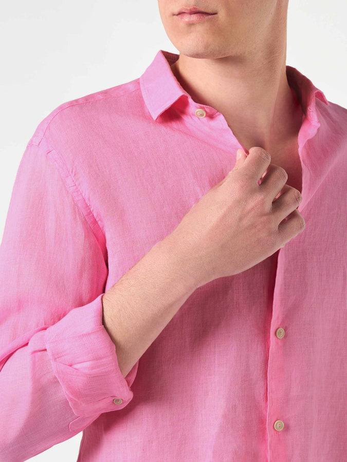 Mc2 Saint Barth Camicia Da Uomo Pamplona In Lino Rosa