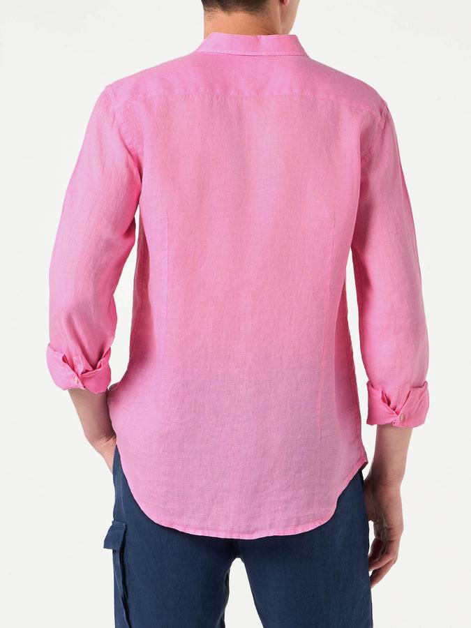 Mc2 Saint Barth Camicia Da Uomo Pamplona In Lino Rosa