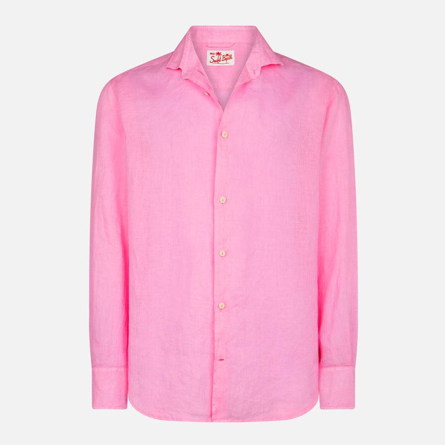 Mc2 Saint Barth Camicia Da Uomo Pamplona In Lino Rosa