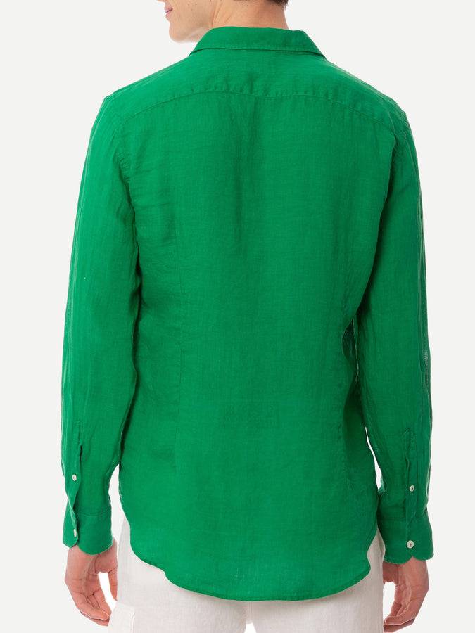 Mc2 Saint Barth Camicia Da Uomo Pamplona In Lino Verde