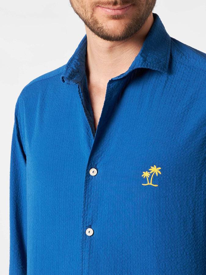 Mc2 Saint Barth Camicia Da Uomo Pamplona In Seersucker