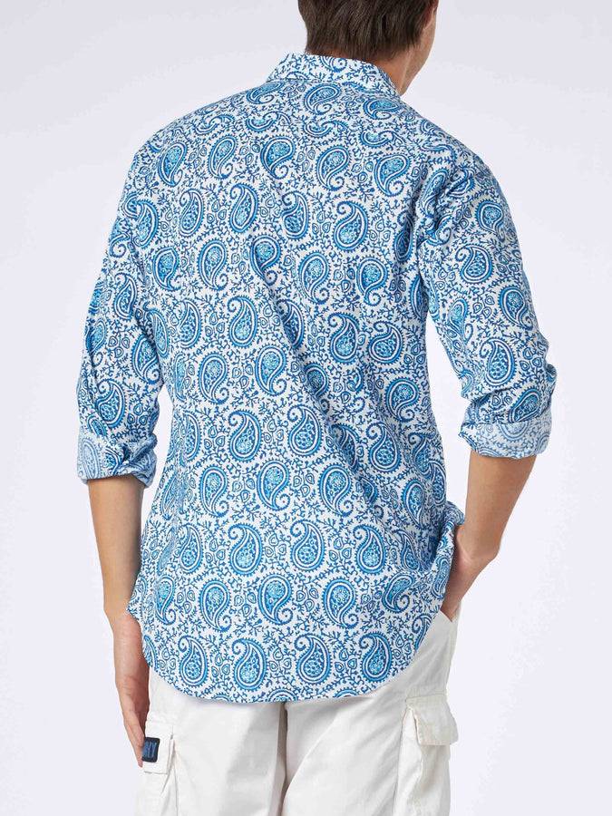 Mc2 Saint Barth Camicia Da Uomo Sikelia In Mussola Di Cotone Con Stampa Paisley