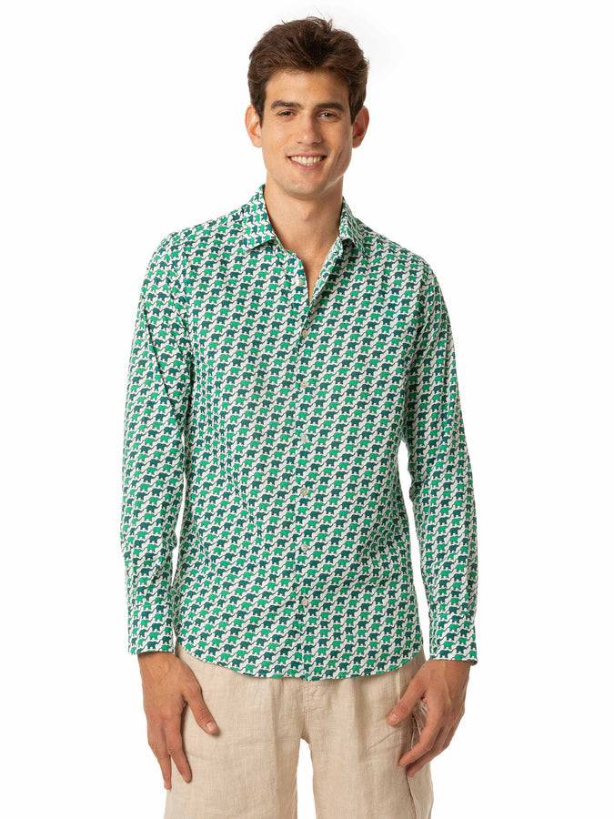 Mc2 Saint Barth Camicia Da Uomo Sikelia In Mussola Di Cotone Con Stampa Elefante