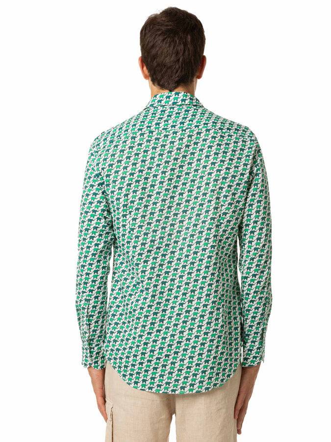 Mc2 Saint Barth Camicia Da Uomo Sikelia In Mussola Di Cotone Con Stampa Elefante