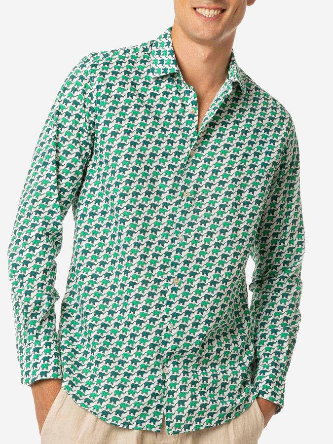 Mc2 Saint Barth Camicia da uomo Sikelia in mussola di cotone con stampa elefante