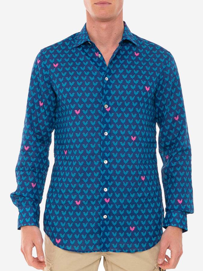 Mc2 Saint Barth Camicia da uomo Sikelia in mussola di cotone con stampa gallo