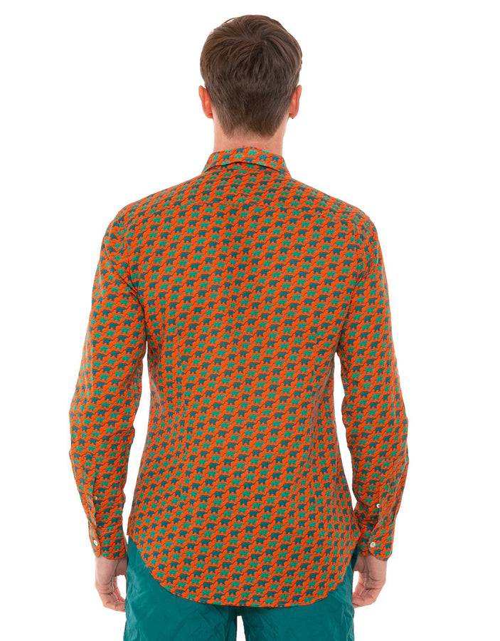 Mc2 Saint Barth Camicia Da Uomo Sikelia In Mussola Di Cotone Con Stampa Elefante