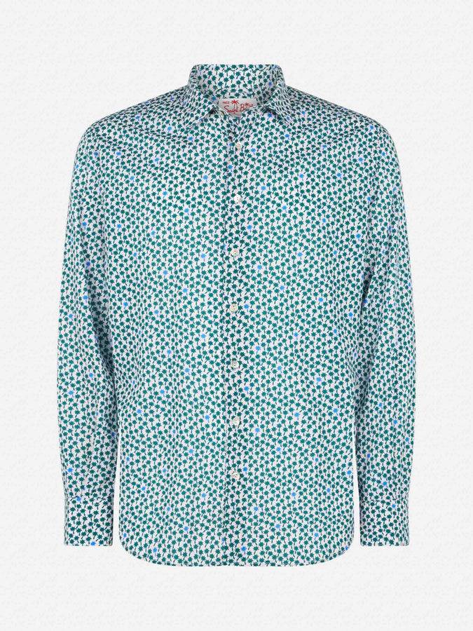 Mc2 Saint Barth Camicia Da Uomo Sikelia In Mussola Di Cotone Con Stampa Palme