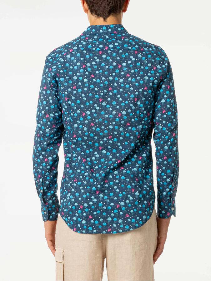 Mc2 Saint Barth Camicia Da Uomo Sikelia In Mussola Di Cotone Con Stampa Meduse