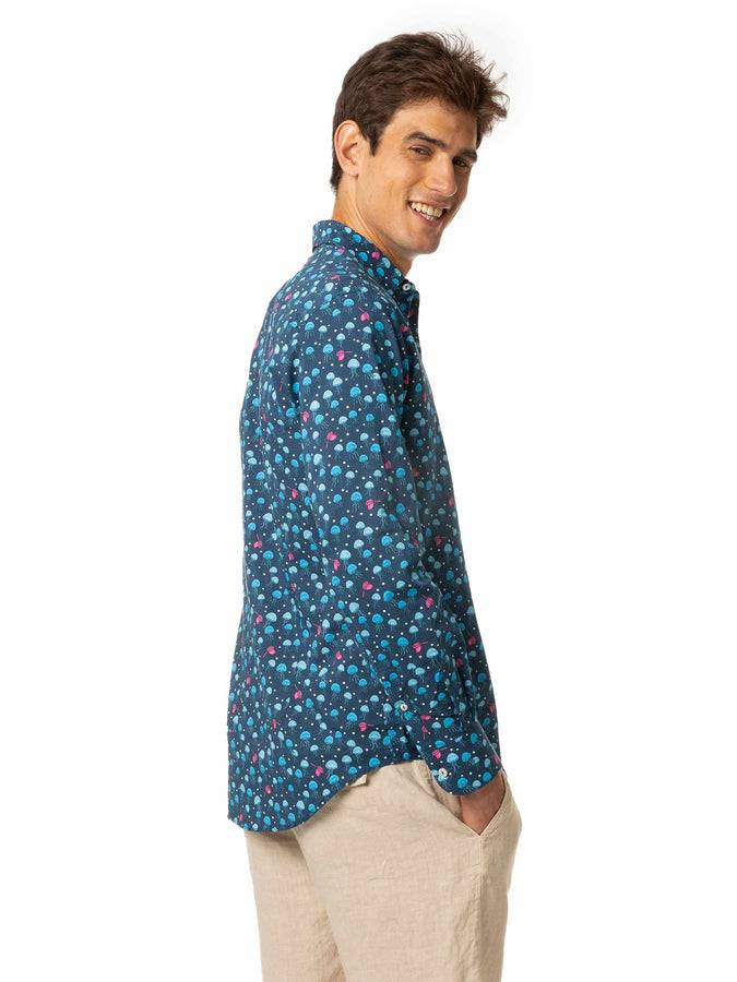 Mc2 Saint Barth Camicia Da Uomo Sikelia In Mussola Di Cotone Con Stampa Meduse