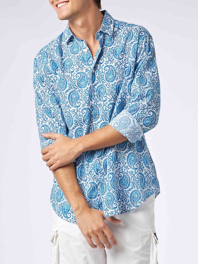 Mc2 Saint Barth Camicia da uomo Sikelia in mussola di cotone con stampa paisley
