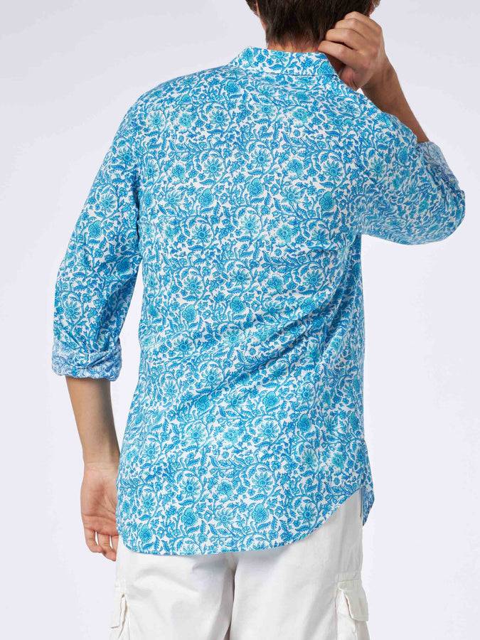 Mc2 Saint Barth Camicia Da Uomo Sikelia In Mussola Di Cotone Stampa Fiori