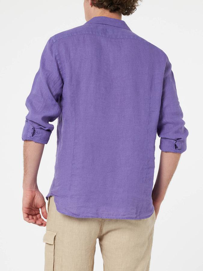Mc2 Saint Barth Camicia Da Uomo Viola In Lino Pamplona