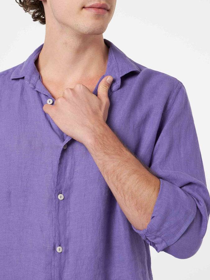 Mc2 Saint Barth Camicia Da Uomo Viola In Lino Pamplona