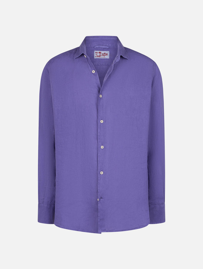 Mc2 Saint Barth Camicia Da Uomo Viola In Lino Pamplona