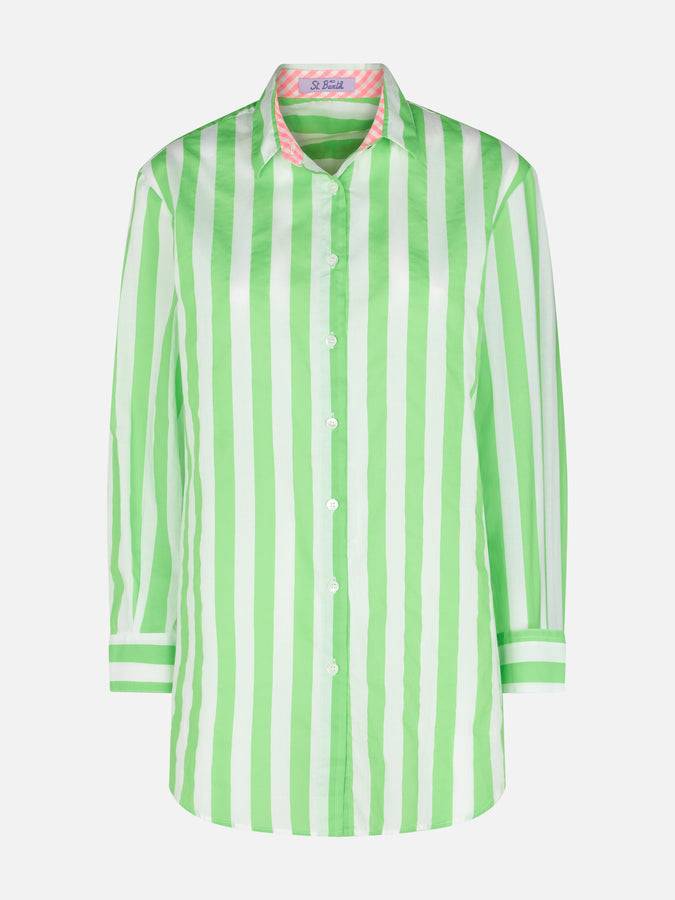 Mc2 Saint Barth Camicia In Cotone A Righe Ricamo Portami Al Mare
