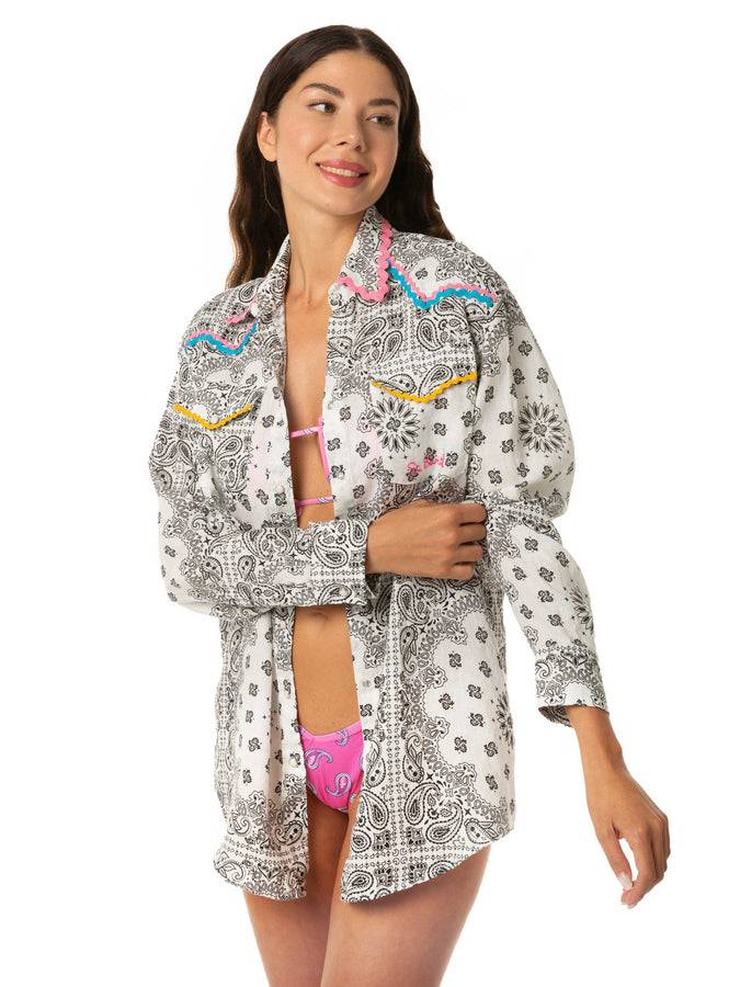 Mc2 Saint Barth Camicia In Lino Bianco Con Passamanerie