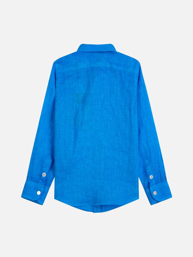 Mc2 Saint Barth Camicia In Lino Per Bambino Bluette