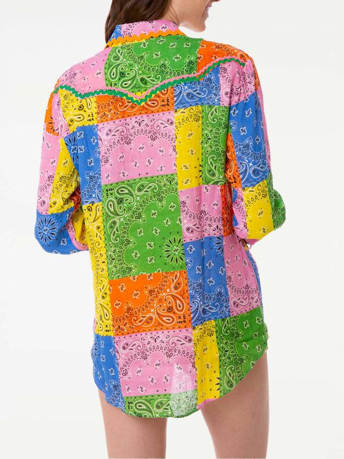 Mc2 Saint Barth Camicia In Lino Stampa Bandana Multicolore