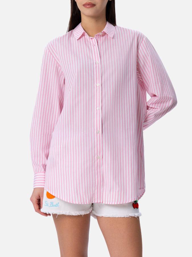 Mc2 Saint Barth Camicia Over Da Donna Brigitte In Cotone Stampa Righe
