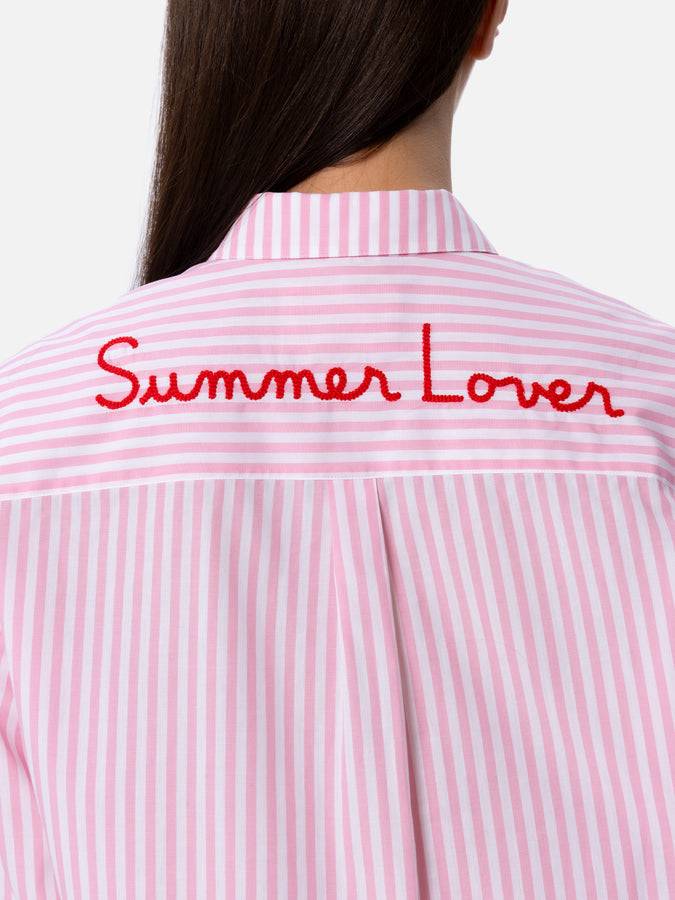 Mc2 Saint Barth Camicia Over Da Donna Brigitte In Cotone Stampa Righe