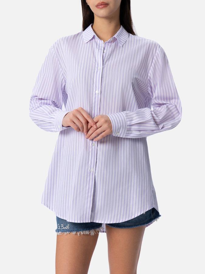 Mc2 Saint Barth Camicia Over Da Donna Brigitte In Cotone Stampa Righe