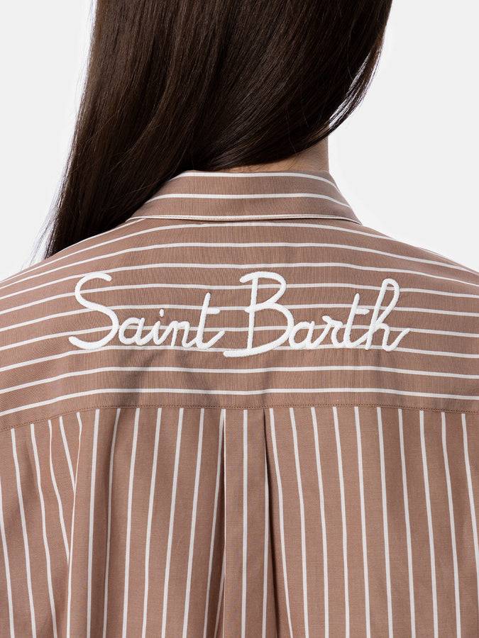Mc2 Saint Barth Camicia Over Da Donna Brigitte In Cotone Stampa Righe